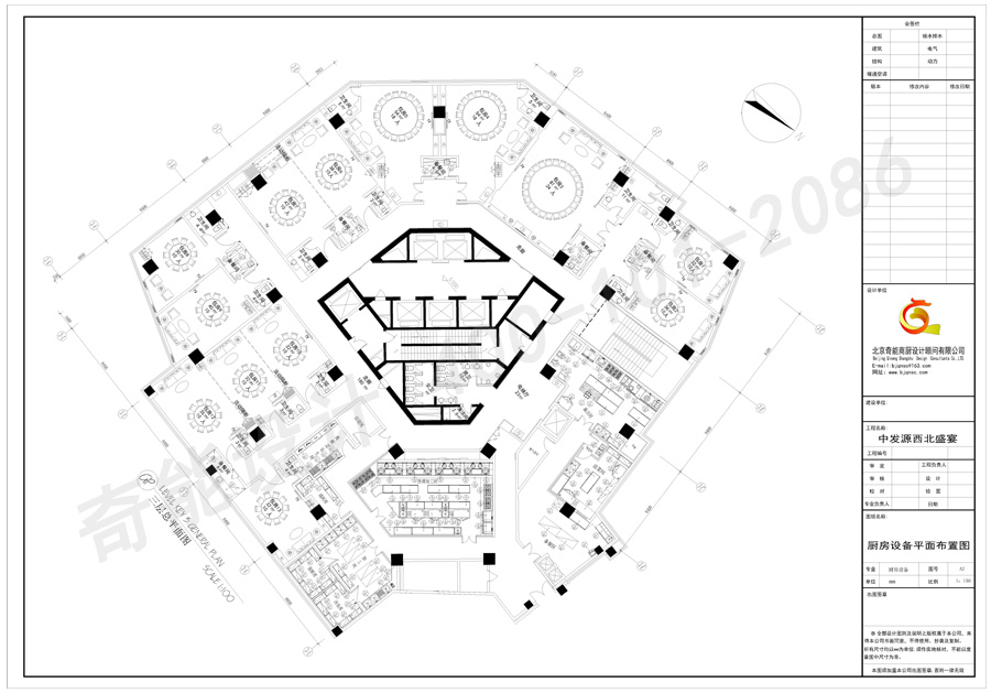 中發源西北盛宴清真餐廳廚房設計平面圖